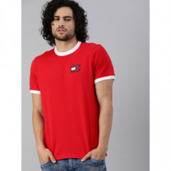 Men Red Solid Round Neck...