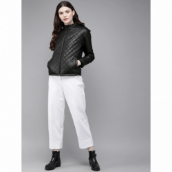 Women Black Solid Quilted...