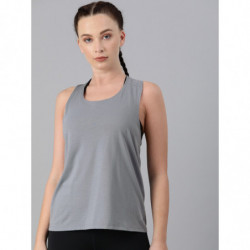 Nike Grey Solid Regular Top-M